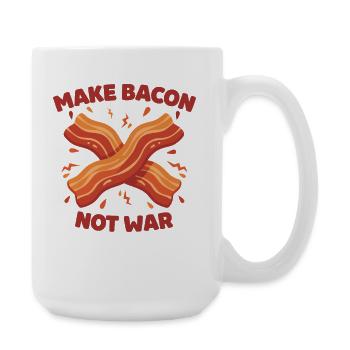 Breakfast Funny Make Bacon Not War Brunch Food - Large Mug 440 ml - white - Right