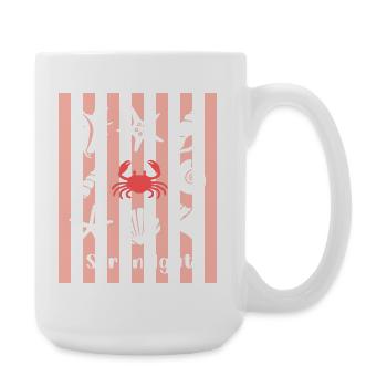 Strandgut Muscheln Seesterne und Krebs - Große Tasse 440 ml - Weiß - Rechts