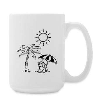 Drôle de design de chien sur la plage - Grande tasse 440 ml - blanc - Droite
