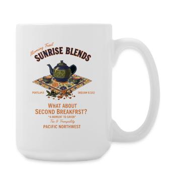 Frühstück, Brunch, Kaffee, zweite Pause, Sonnenaufgang - Große Tasse 440 ml - Weiß - Rechts