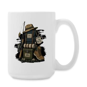 Angeln Angler  - Große Tasse 440 ml - Weiß - Rechts