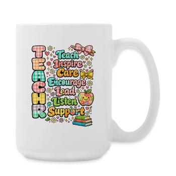 Teacher Word-Art Tee: Inspire Lead - Large Mug 440 ml - white - Right