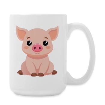 Süßes Baby-Schweinchen - Große Tasse 440 ml - Weiß - Rechts