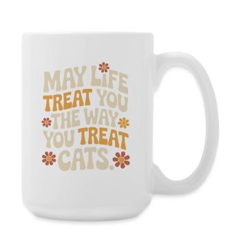 Katze May Life Treat You Cats Katzenmama Katzen - Große Tasse 440 ml - Weiß - Rechts