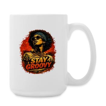 Stay Groovy – Retro Soul Style - Große Tasse 440 ml - Weiß - Rechts