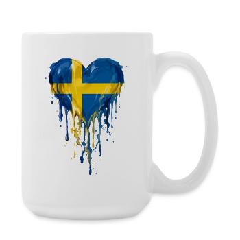 Tropfendes Schweden-Herz - Große Tasse 440 ml - Weiß - Rechts
