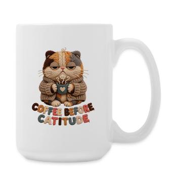 Coffee Before Catitude Knit Cat - Large Mug 440 ml - white - Right