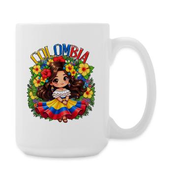 Colombian Flag Colombia Cute Girl - Large Mug 440 ml - white - Right