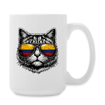 Katze Kolumbianische Flagge Kolumbien - Große Tasse 440 ml - Weiß - Rechts