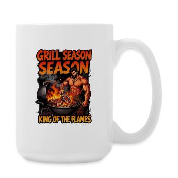 Grillkönig der Flammen - Große Tasse 440 ml - Weiß - Rechts