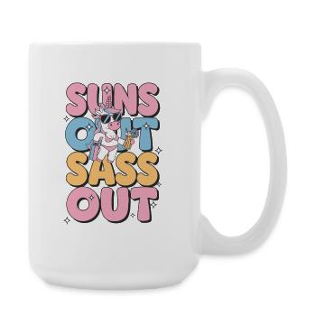 Suns Out Sass Out Unicorn Summer Beach Vacation - Large Mug 440 ml - white - Right