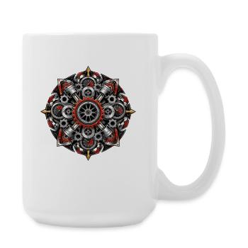 Mandala d’engrenages de l’art de la vis - Grande tasse 440 ml - blanc - Droite
