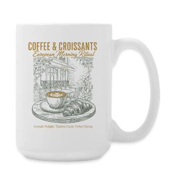 Breakfast Coffee Croissants European Morning - Large Mug 440 ml - white - Right
