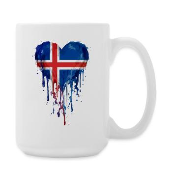 Peinture à l’aquarelle du drapeau nordique du cœur nordique islandais - Grande tasse 440 ml - blanc - Droite