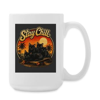 Stay Chill Cats at Sunset - Large Mug 440 ml - white - Right