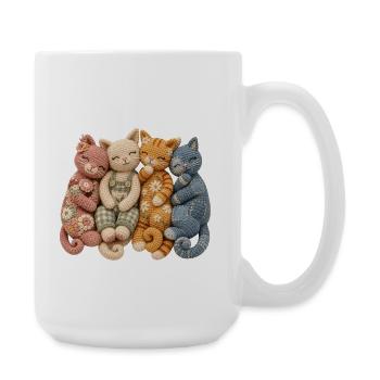 Häkel-Katzenliebhaber-Geschenk - Große Tasse 440 ml - Weiß - Rechts