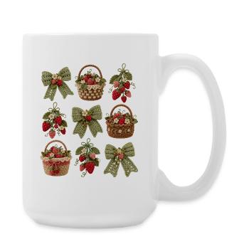 Gehäkelte Erdbeerkörbe - Große Tasse 440 ml - Weiß - Rechts