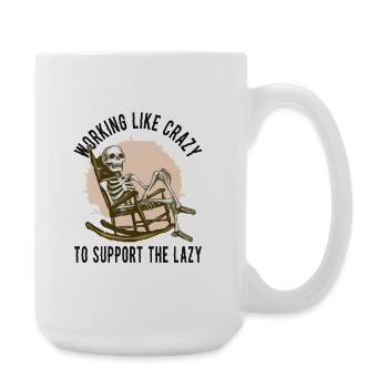 Working Like Crazy – Skelett Humor - Große Tasse 440 ml - Weiß - Rechts