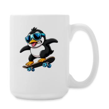 Cool Penguin Skateboarder Quirky Comic - Large Mug 440 ml - white - Right