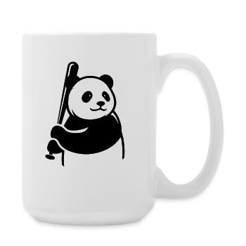 Minimalist Panda Bear Baseball Player - Large Mug 440 ml - white - Right