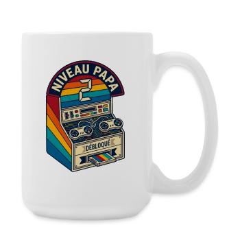 Niveau Papa 2 Débloqué Cadeau Rétro Vintage - Grande tasse 440 ml - blanc - Droite
