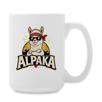 Alpaka Cool Sonnenbrille Lustiges Motiv - Große Tasse 440 ml - Weiß - Rechts