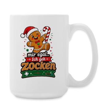 Mir egal Ich geh Zocken Lebkuchen Gamer Weihnachte - Große Tasse 440 ml - Weiß - Rechts