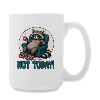 Lazy raccoon on coffee break - Large Mug 440 ml - white - Right
