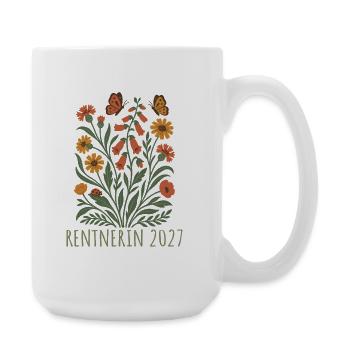 Rentnerin 2027 Wildblumen mit Schmetterlingen - Große Tasse 440 ml - Weiß - Rechts