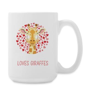Mädchen liebt Giraffen Herz-Illustration - Große Tasse 440 ml - Weiß - Rechts