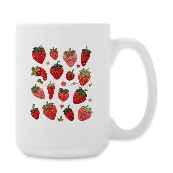 Seize fraises au crochet uniques - Grande tasse 440 ml - blanc - Droite