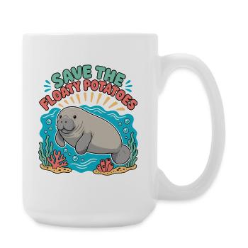Rettet die schwimmenden Kartoffeln lustige Seekuh - Große Tasse 440 ml - Weiß - Rechts
