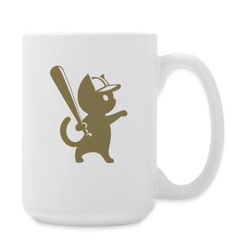 Silhouette minimaliste de joueur de baseball chat - Grande tasse 440 ml - blanc - Droite