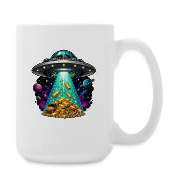 Rayon au trésor en or de l’atterrissage d’OVNI - Grande tasse 440 ml - blanc - Droite