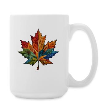 Feuille arc-en-ciel avec motifs botaniques - Grande tasse 440 ml - blanc - Droite