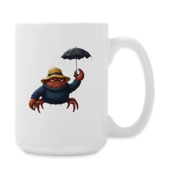 Crabe en colère avec parapluie - Grande tasse 440 ml - blanc - Droite