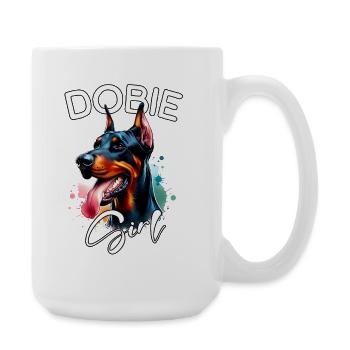 Doberman Mädchen Dobermann - Große Tasse 440 ml - Weiß - Rechts