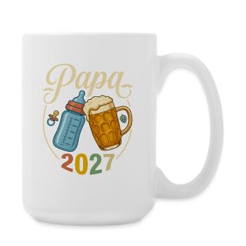 Papa 2027 – Retro-Bier-und-Flaschen-Geschenk - Große Tasse 440 ml - Weiß - Rechts