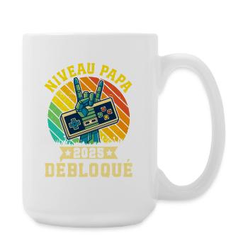 Niveau Papa 2025 Débloqué - Cadeau Futur Père Rétr - Grande tasse 440 ml - blanc - Droite