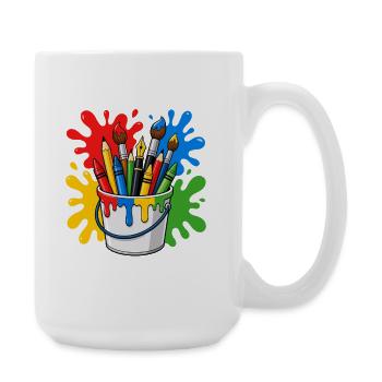 Dessin, peintre, artiste, pinceau, art coloré - Grande tasse 440 ml - blanc - Droite