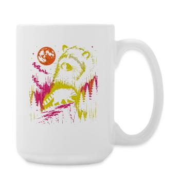 Waschbär Night Moon Forest Vintage Neon - Große Tasse 440 ml - Weiß - Rechts