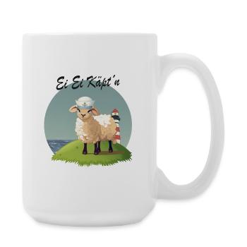Ei Ei Käpt’n – Lustiges Schaf Design - Große Tasse 440 ml - Weiß - Rechts