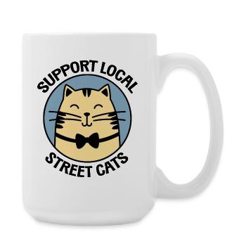 Chat noeud papillon chic - Chat de dessin animé élégant - Grande tasse 440 ml - blanc - Droite