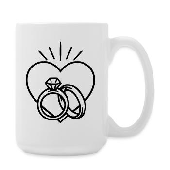 Wedding - Ring and heart - Large Mug 440 ml - white - Right