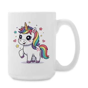Playful unicorn with rainbow mane - Large Mug 440 ml - white - Right