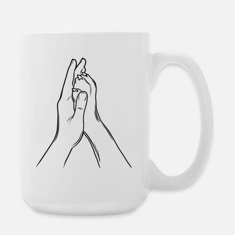 Hand + Hundepfote - High Five - Hunde Fan - Große Tasse 440 ml - Weiß