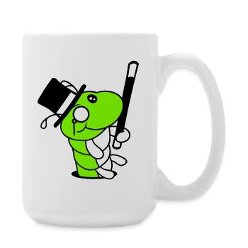 Raupe Sir Herr reich Monokel Brille Zylinder Loch - Große Tasse 440 ml - Weiß - Rechts