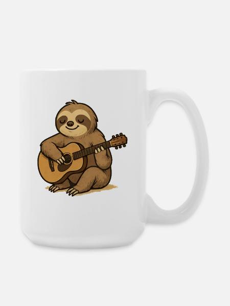 Das entspannte Faultier mit Gitarre - Große Tasse 440 ml - Weiß