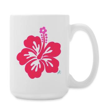 Bright Pink Tropical Hibiscus Flower - Large Mug 440 ml - white - Right
