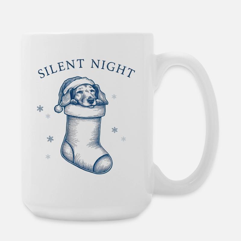 Douce nuit – Teckel dans un bas de Noël - Grande tasse 440 ml - blanc